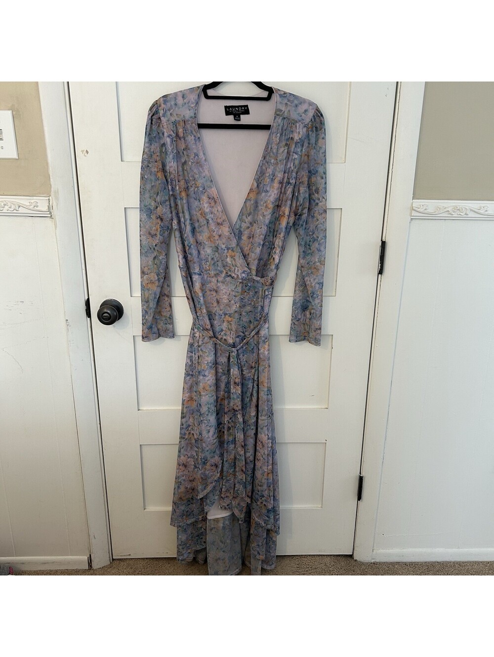 Laundry by Shelli Segal Floral Mesh Wrap Maxi Dress Women's 10